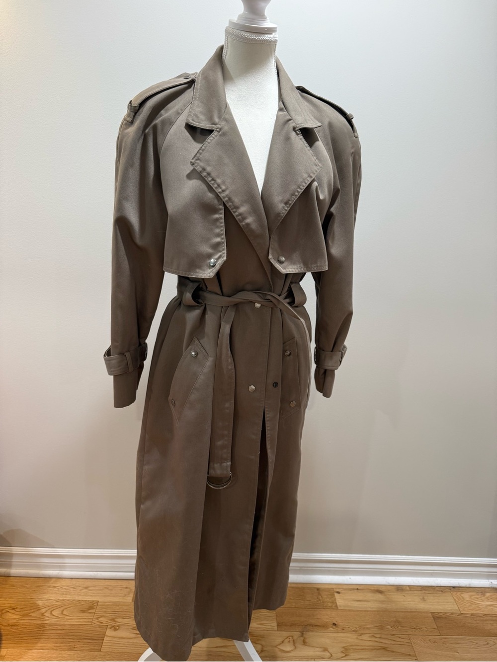 Taupe-Brown Trench Coat with Belt